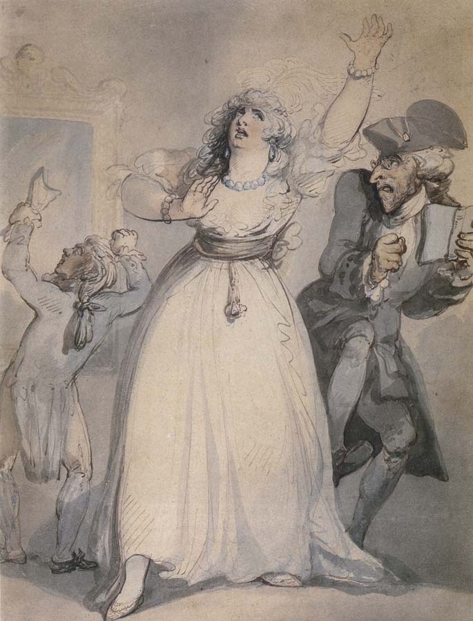 Thomas Rowlandson Mrs.Siddons,Old Kemble,and Henderson,Rehearsing in the Green Room